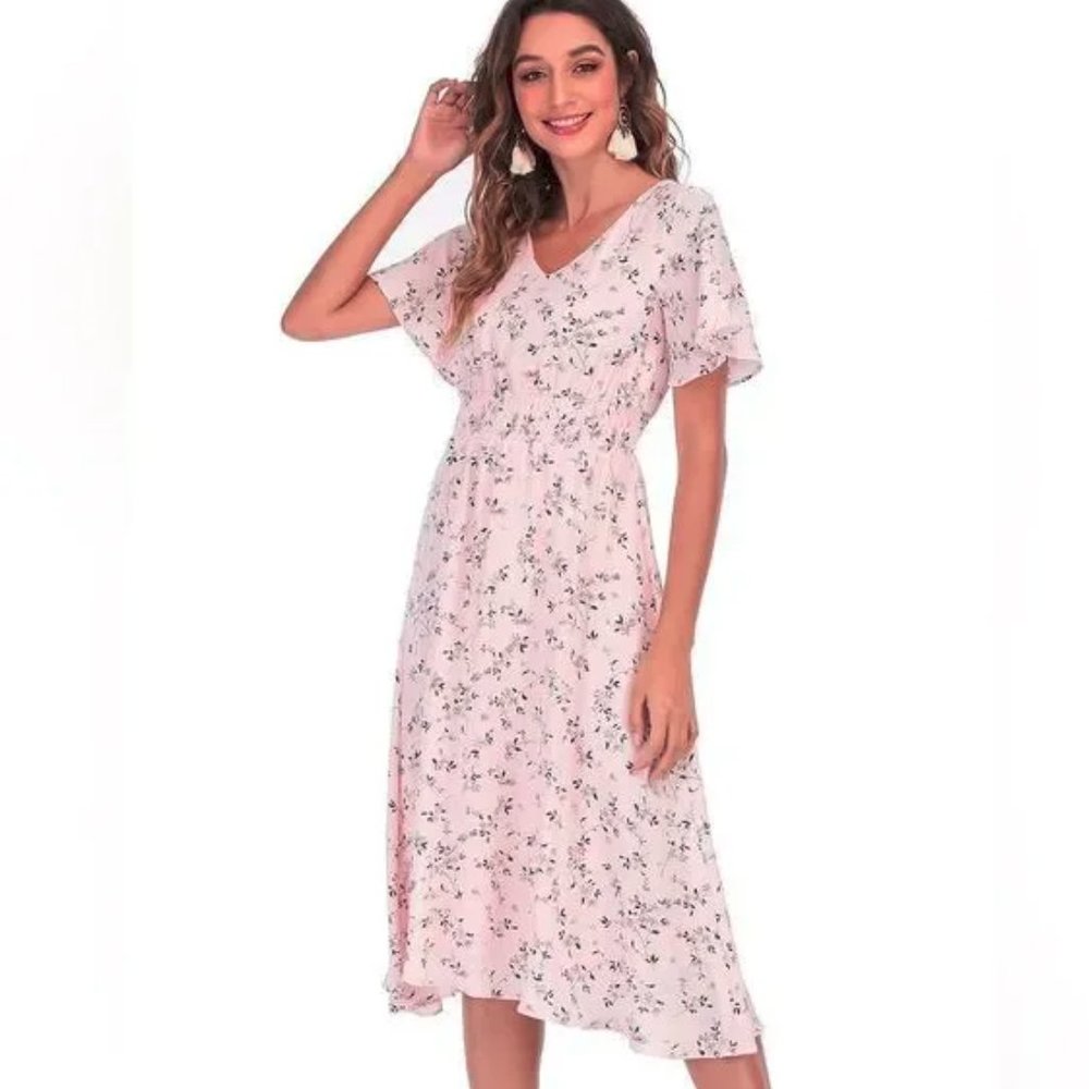 White with Blue Flowers Sienna Sky Dress